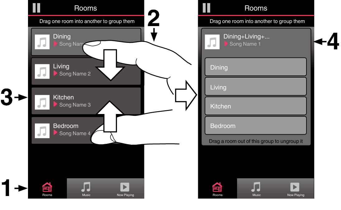 Grouping all rooms (party mode) HEOS Amp