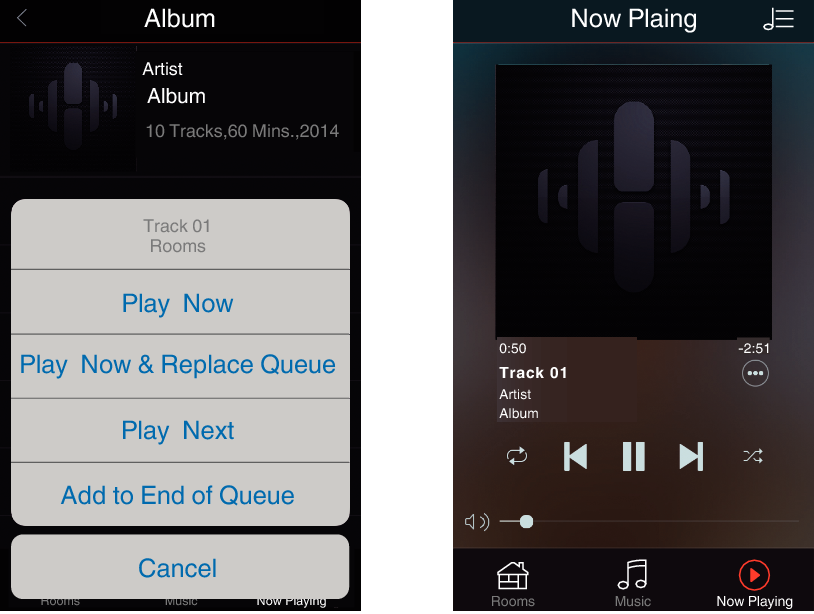 Selecting the music track or station from music sources HEOS Bar