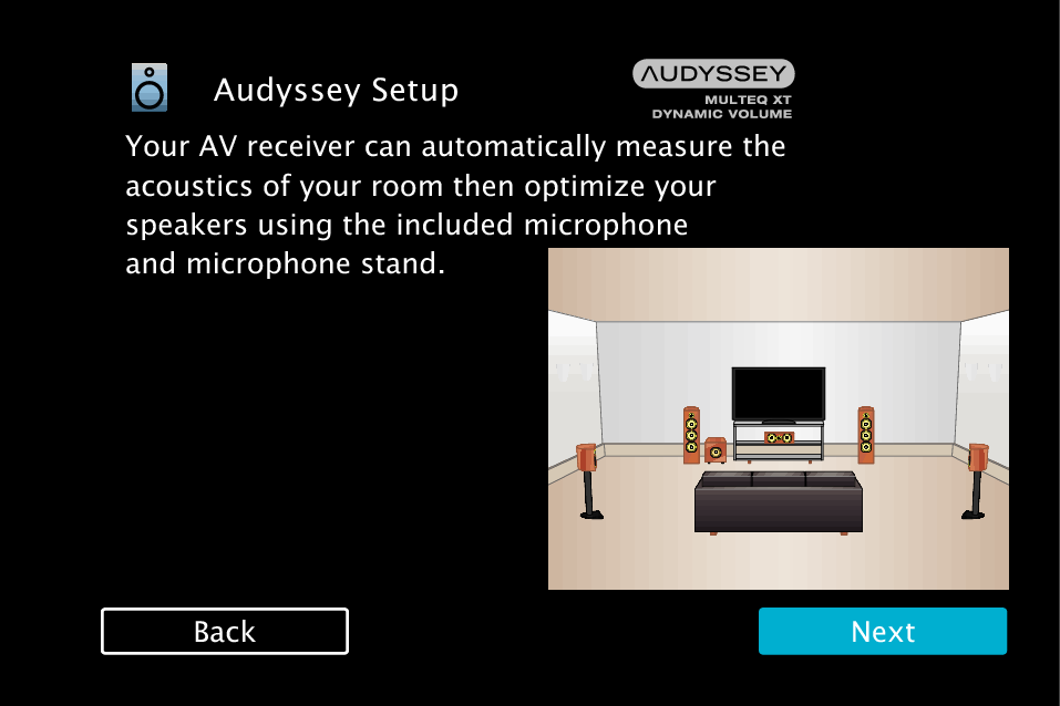speaker settings (Audyssey® Setup 